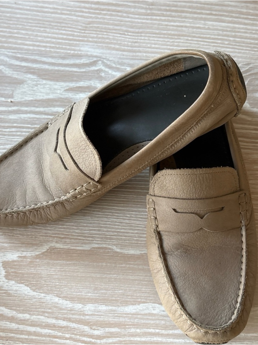 Cole Haan Beige/Tan Leather Penny Loafers